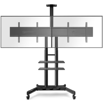 Мобильная стойка для дисплеев и телевизоров ONKRON TS1881DVB, 40"-65", 2 монитора, VESA 200x200мм-800x500мм, до 90.9 кг, черный (TS1881DVB)