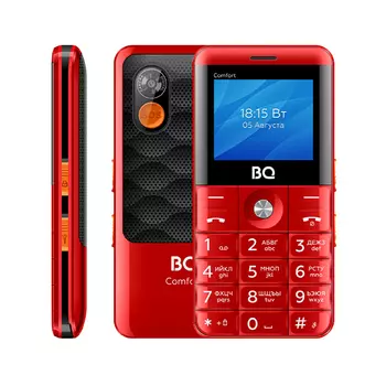 Мобильный телефон BQ 2006 Comfort, 2" 220x176 TFT, 32Mb RAM, 32Mb, BT, 1xCam, 2-Sim, 1600 мА·ч, USB Type-C, черный/красный