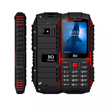 Мобильный телефон BQ 2447 Sharky, 2.4" 320x240, 32Mb RAM, 32Mb, BT, 1xCam, 2-Sim, 2100mAh, micro-USB, черный/красный