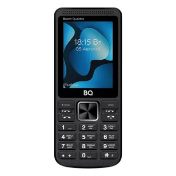 Мобильный телефон BQ 2455 Boom Quattro, 2.4" 320x240 TFT, 32Mb, BT, 4-Sim, 2700 мА·ч, micro-USB, черный (Boom Quattro Black)