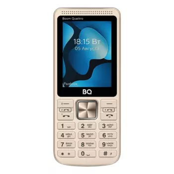 Мобильный телефон BQ 2455 Boom Quattro, 2.4" 320x240 TFT, 32Mb, BT, 4-Sim, 2700 мА·ч, micro-USB, золотистый (Boom Quattro Gold)