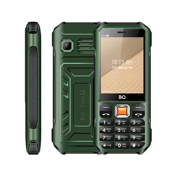 Мобильный телефон BQ 2824 Tank T, 2.8" 320x240 TN, 32.8Mb RAM, 32.8Mb, BT, 1xCam, 2-Sim, 1800mAh, ударопрочный корпус, micro-USB, зеленый