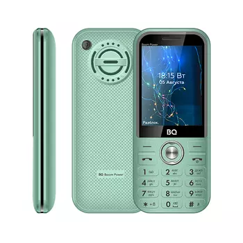 Мобильный телефон BQ 2826 Boom Power, 2.8" 320x240, 32Mb RAM, 32Mb, BT, 1xCam, 2-Sim, 3700mAh, micro-USB, мятный