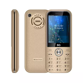 Мобильный телефон BQ 2826 Boom Power, 2.8" 320x240, 32Mb RAM, 32Mb, BT, 1xCam, 2-Sim, 3700mAh, micro-USB, золотистый