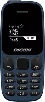 Мобильный телефон DIGMA A106 Linx, 1.44" 68x98 TFT, 3G, 2-Sim, 600 мА·ч, micro-USB, синий (LT1065PM)