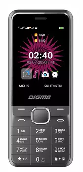 Мобильный телефон DIGMA A241 Linx, 2.44" 240x320 TFT, 32Mb RAM, 3G, 2-Sim, 800 мА·ч, micro-USB, серый (LT2066PM)