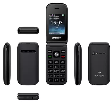Мобильный телефон DIGMA VOX FS240, 2.44" 320x240 TFT, MTK6261D, BT, 1xCam, 2-Sim, 840mAh, micro-USB, серый (VT2074MM)