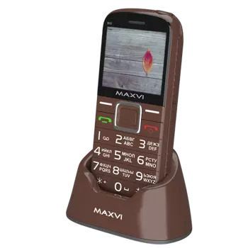 Мобильный телефон Maxvi B5 2", 176x220 TN, MediaTek MT6261D, 32.8Mb RAM, 32.8Mb Cam, 2-Sim, 1600mAh, коричневый