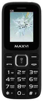 Мобильный телефон Maxvi C26, 1.77" 160x128 TN, Spreadtrum SC6531, 32.8Mb RAM, 32.8Mb, BT, 1xCam, 2-Sim, 600mAh, micro-USB, черный/синий
