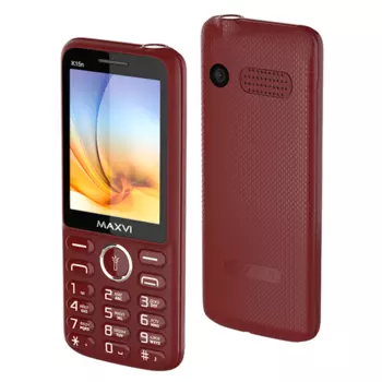 Мобильный телефон MAXVI K15n, 2.8" 240x320 TFT, Spreadtrum SC6531, 32Mb RAM, 32Mb, BT, 1xCam, 2-Sim, 1400mAh, micro-USB, красное вино