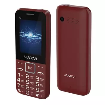 Мобильный телефон MAXVI P2, 2.4" 320x240 TFT, Spreadtrum SC6531E, 32Mb RAM, 32Mb, 3G, BT, 1xCam, 2-Sim, 2700mAh, micro-USB, красный