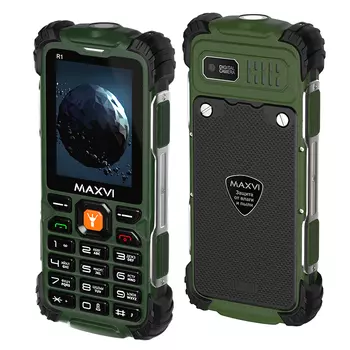 Мобильный телефон MAXVI R1, 2.4" 320x240 TN, Spreadtrum SC6531E, 32Mb RAM, 32Mb, BT, 1xCam, 2-Sim, 1800mAh, micro-USB, зеленый