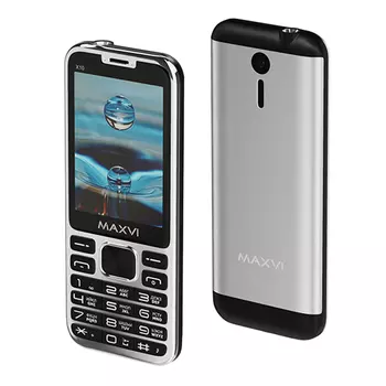 Мобильный телефон Maxvi X10 2.8", 320x240 TN, MediaTek MT6261, 32Mb RAM, 32Mb, BT Cam, 2-Sim, 1600mAh micro-USB, серебристый
