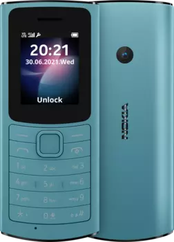 Мобильный телефон Nokia 110 4G DS (2021), 1.8" 320x240 TFT, Unisoc T107, 48Mb RAM, 128Mb, 3G/4G, 1xCam, 2-Sim, 1020mAh, micro-USB, Series 30+, бирюзовый (16LYRE01A01)
