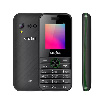 Мобильный телефон Strike A14, 1.77" 160x128 TFT, 32Mb RAM, 32Mb, BT, 1xCam, 2-Sim, 600mAh, micro-USB, черный/зеленый