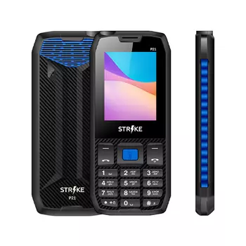 Мобильный телефон Strike P21, 2.4" 320x240 TFT, 32Mb RAM, 32Mb, BT, 2-Sim, 1800mAh, micro-USB, черный/синий