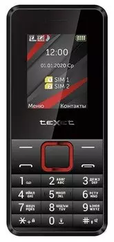 Мобильный телефон teXet TM-207, 1.77" 160x128 TN, 32Mb, BT, 1xCam, 2-Sim, 2500mAh, micro-USB, черный/красный