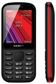 Мобильный телефон teXet TM-208, 2.4" 320x240 TN, 32Mb, BT, 1xCam, 2-Sim, 600mAh, micro-USB, черный/красный