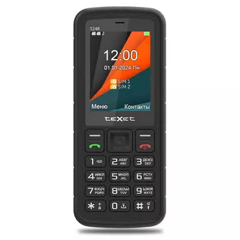Мобильный телефон teXet TM-524R, 2.4" 320x240 TFT, BT, 2-Sim, 1200 мА·ч, USB Type-C, черный (TM-524R)