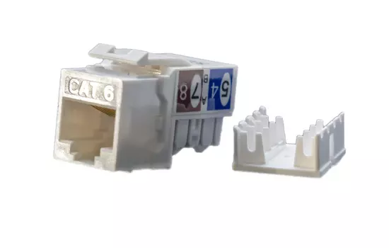 Модуль Keystone Hyperline, RJ-45(8P8C) cat.6, 1шт., белый (KJ9-8P8C-C6-90-WH)