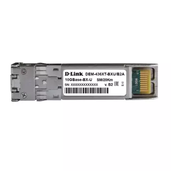 Модуль SFP+ D-Link DEM-436XT-BXU, 20 км, LC, Tx:1270 нм, Rx:1330 нм, 10 Гбит/с, SM, одинарный, WDM (436XT-BXU/20KM/B2A)