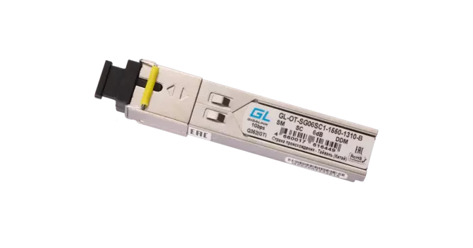 Модуль SFP Nikomax (Gigalink), 3 км, SC, Tx:1550 нм, Rx:1310 нм, 1.25 Гбит/с, SM, одинарный, WDM, DDM (GL-OT-SG06SC1-1550-1310-B)