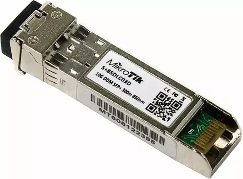 Модуль SFP+ Mikrotik, 300 м, LC, Tx:850 нм, Rx:850 нм, 10 Гбит/с, MM, двойной, DDM (S+85DLC03D)