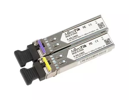 Модуль SFP Mikrotik S-45LC80D+S-54LC80D, 80 км, LC, Tx:1490 нм, Rx:1550 нм, 1.25 Гбит/с, SM, DDM, 2 шт. (S-4554LC80D)