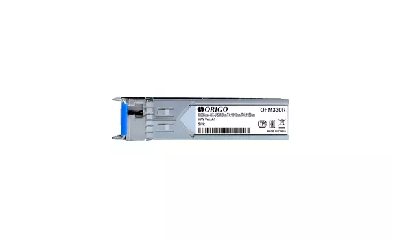 Модуль SFP Origo OFM330R/10KM, 10 км, SC, Tx:1310 нм, Rx:1550 нм, 1.25 Гбит/с, SM, одинарный, WDM, DDM (OFM330R/10KM/A1A)