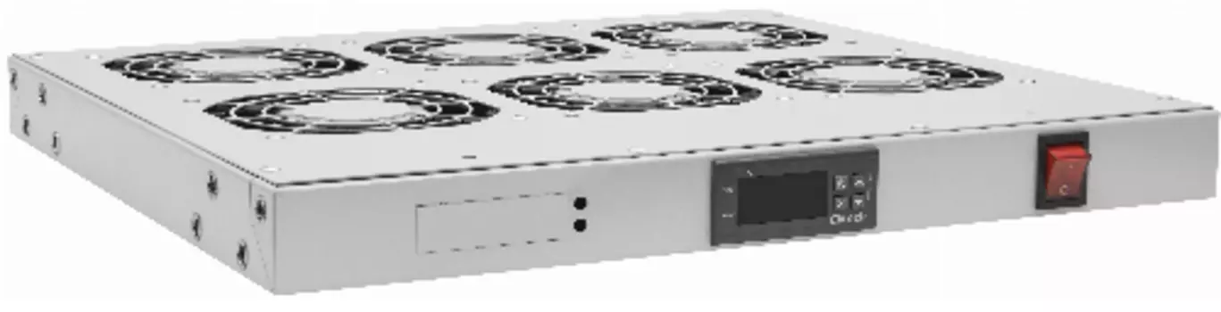 Модуль вентиляторный 19", 6 вентиляторов, регулируемая глубина 460-830мм, с цифровым терморегулятором (SNR-FAN-6-TH-G)