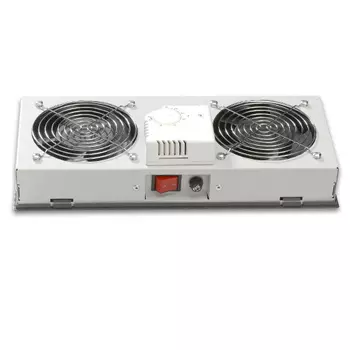 Модуль вентиляторный LANDE LN-FAN-THM-2FWM-LG для настенных шкафов LANDE, 2 вентилятора, с механическим термостатом, серый (LN-FAN-THM-2FWM-LG)