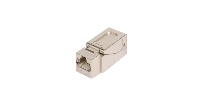 Модуль-вставка NIKOMAX типа Keystone, Кат.6a (Класс Ea), 500МГц, RJ45/8P8C, самозажимной, T568A/B, полный экран, металлик (NMC-KJSA2-NT-MT)