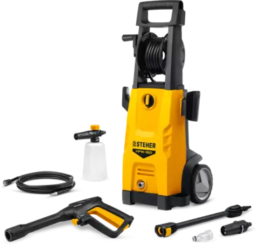 Мойка высокого давления STEHER HPW-160, 158 атм, 480 л/ч, шланг 5 м, сетевой шнур 5 м, корпус насоса алюминий, 8.5 кг (HPW-160)