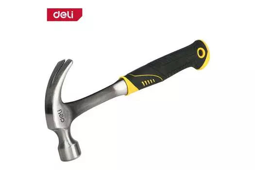 Молоток-гвоздодер цельнокованый, рукоять металлическая обрезиненная, боек кованая сталь 450 г, Deli DL5072 (DL5072)