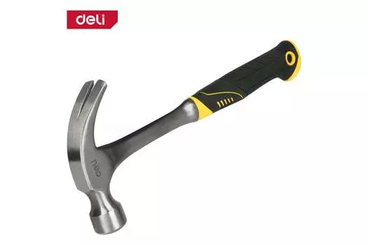Молоток-гвоздодер цельнокованый, рукоять металлическая обрезиненная, боек кованая сталь 550 г, Deli DL5073 (DL5073)