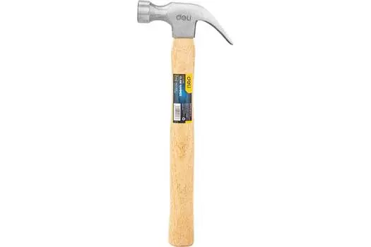 Молоток-гвоздодер слесарный, рукоять дерево, боек сталь 500 г, Deli DL5250 (DL5250)