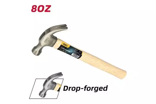 Молоток-гвоздодер универсальный, рукоять дерево, боек сталь 250 г, Deli DL5240 (DL5240)