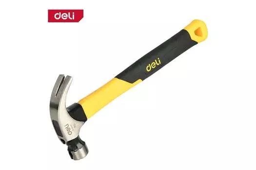 Молоток-гвоздодер универсальный, рукоять фиберглас обрезиненный, боек кованая сталь 225 г, Deli DL5001F (DL5001F)
