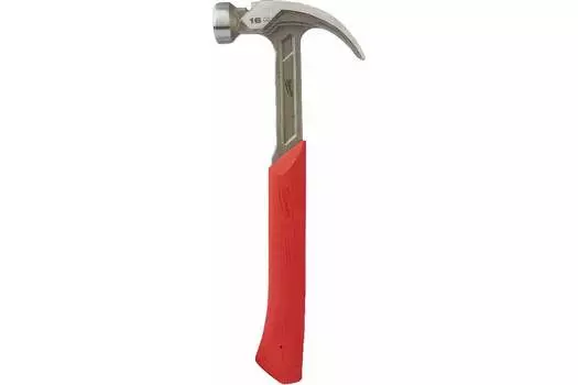 Молоток с закругленным гвоздодером, рукоять двухкомпонентная, боек сталь 450 г, Milwaukee (4932478655)
