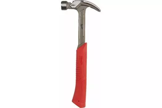 Молоток с закругленным гвоздодером, рукоять двухкомпонентная, боек сталь 570 г, Milwaukee (4932478656)