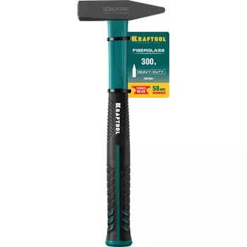Молоток слесарный, рукоять фиберглассовая двухкомпонентная, боек сталь 45 300 г, Kraftool Fiberglass (2007-03)
