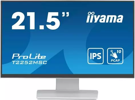 Монитор 21.5" Iiyama ProLite T2252MSC-W2 IPS, сенсорный, 1920x1080 (16:9), 250кд/м2, 5 мс, 178°/178°, HDMI, DisplayPort, USB-Hub, белый (T2252MSC-W2)
