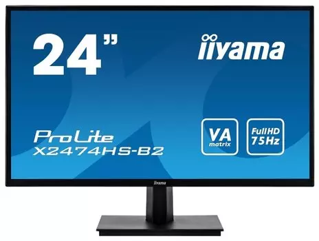 Монитор 23.6" Iiyama X2474HS-B2 VA, 1920x1080 (16:9), 250кд/м2, 4мс, VGA, HDMI, DisplayPort, черный (X2474HS-B2)