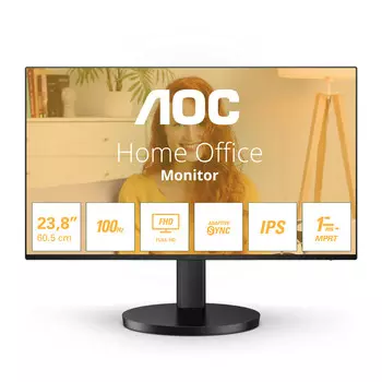 Монитор 23.8" AOC 24B3HA2 IPS, 1920x1080 (16:9), 250кд/м2, 100 Гц, 4 мс, 178°/178°, VGA, HDMI, черный (24B3HA2)
