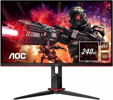 Монитор 23.8" AOC Gaming 24G2ZE IPS, 1920x1080 (16:9), 350кд/м2, 240 Гц, 0.5 мс, 178°/178°, HDMI, DisplayPort, черный/красный (24G2ZE)
