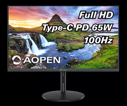 Монитор 23.8" AOpen 24SH2YEbmihux IPS, 1920x1080 (16:9), 250кд/м2, 100 Гц, 1 мс, 178°/178°, HDMI, USB Type-C, черный (UM.QS2EE.E22)