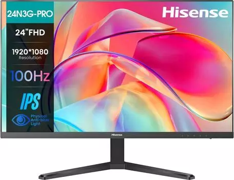 Монитор 23.8" Hisense 24N3G-PRO IPS, 1920x1080 (16:9), 250кд/м2, 100 Гц, 5 мс, 178°/178°, VGA, HDMI, черный (24N3G-PRO)