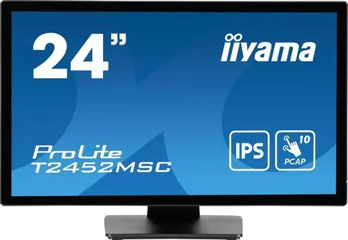 Монитор 23.8" Iiyama ProLite T2452MSC-B1 IPS, сенсорный, 1920x1080 (16:9), 400кд/м2, 14 мс, 178°/178°, HDMI, DisplayPort, USB-Hub, черный (T2452MSC-B1)