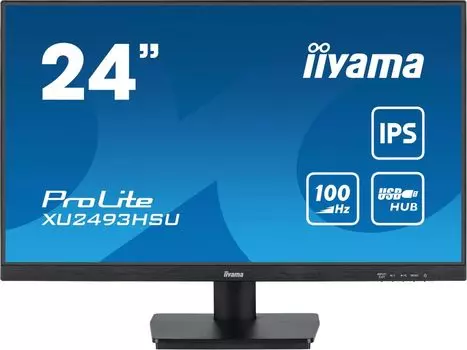 Монитор 23.8" Iiyama ProLite XU2493HSU-B6 IPS, 1920x1080 (16:9), 250кд/м2, 100 Гц, 1 мс, 178°/178°, HDMI, DisplayPort, USB-Hub, черный (XU2493HSU-B6)