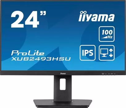 Монитор 23.8" Iiyama ProLite XUB2493HSU-B6 IPS, 1920x1080 (16:9), 250кд/м2, 100 Гц, 1 мс, 178°/178°, HDMI, DisplayPort, USB-Hub, черный (XUB2493HSU-B6)